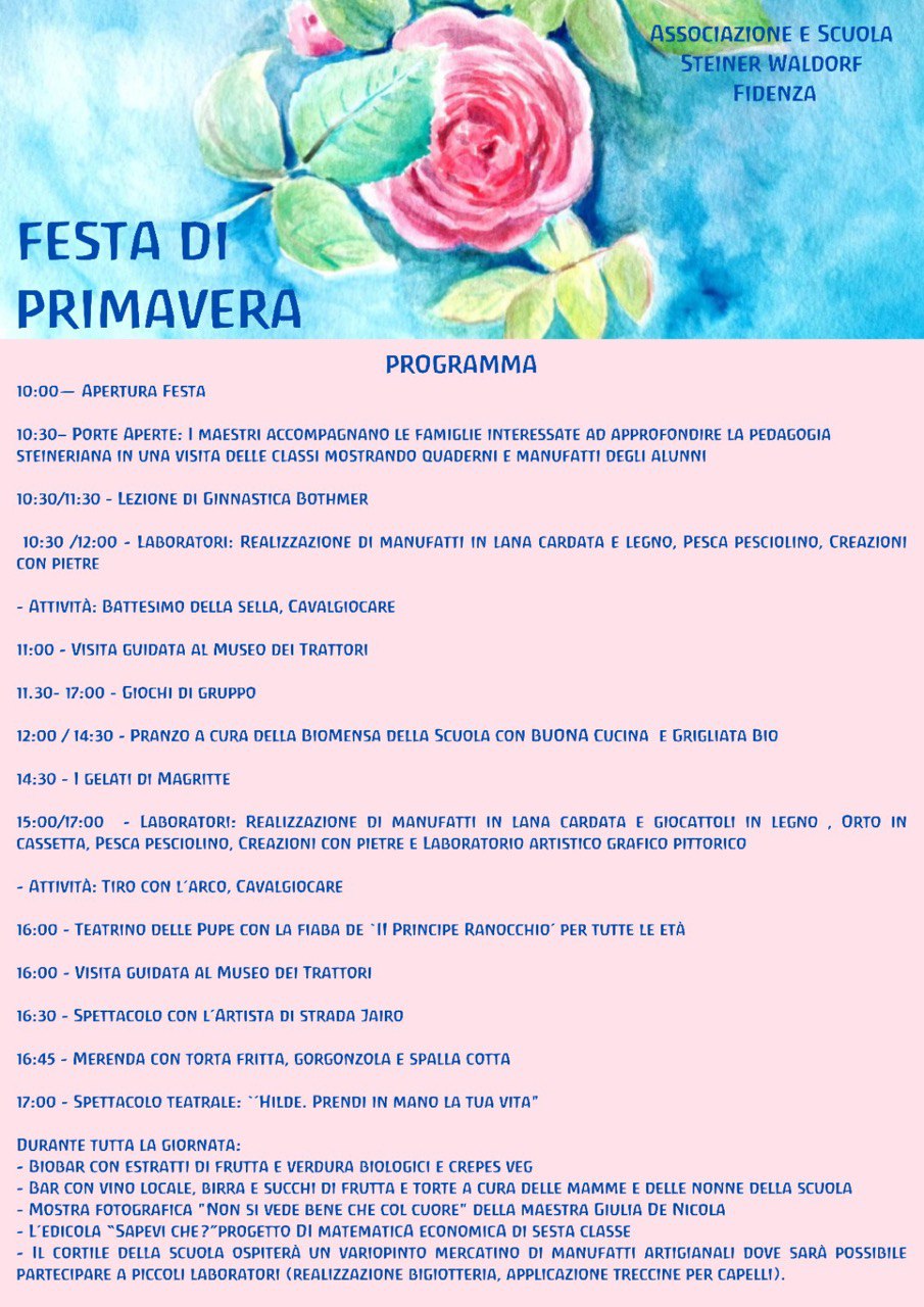 programma festa primavera scuola steineriana fidenza